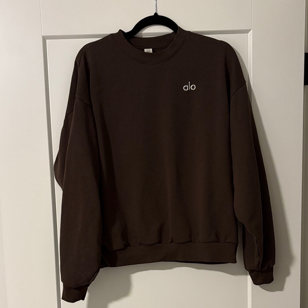 ALO Yoga Accolade Crew Neck Pullover Chocolate Brown Size Small